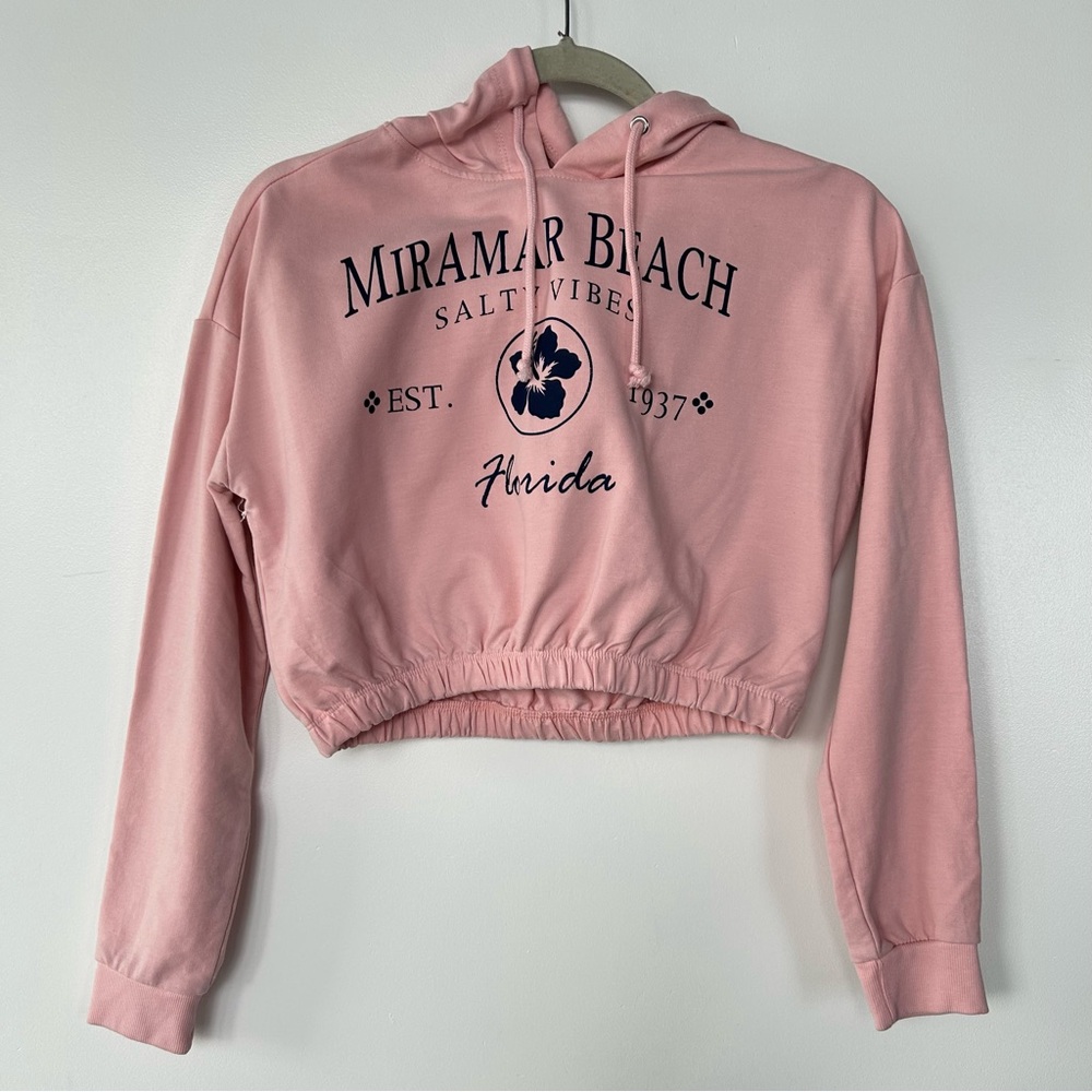 Alvin's Island Pink Cropped Hoodie Sweatshirt